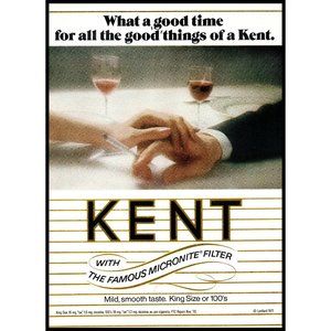1971 Kent Cigarettes Vintage Print Ad Date Holding Hands Wine Romance Wall Art
